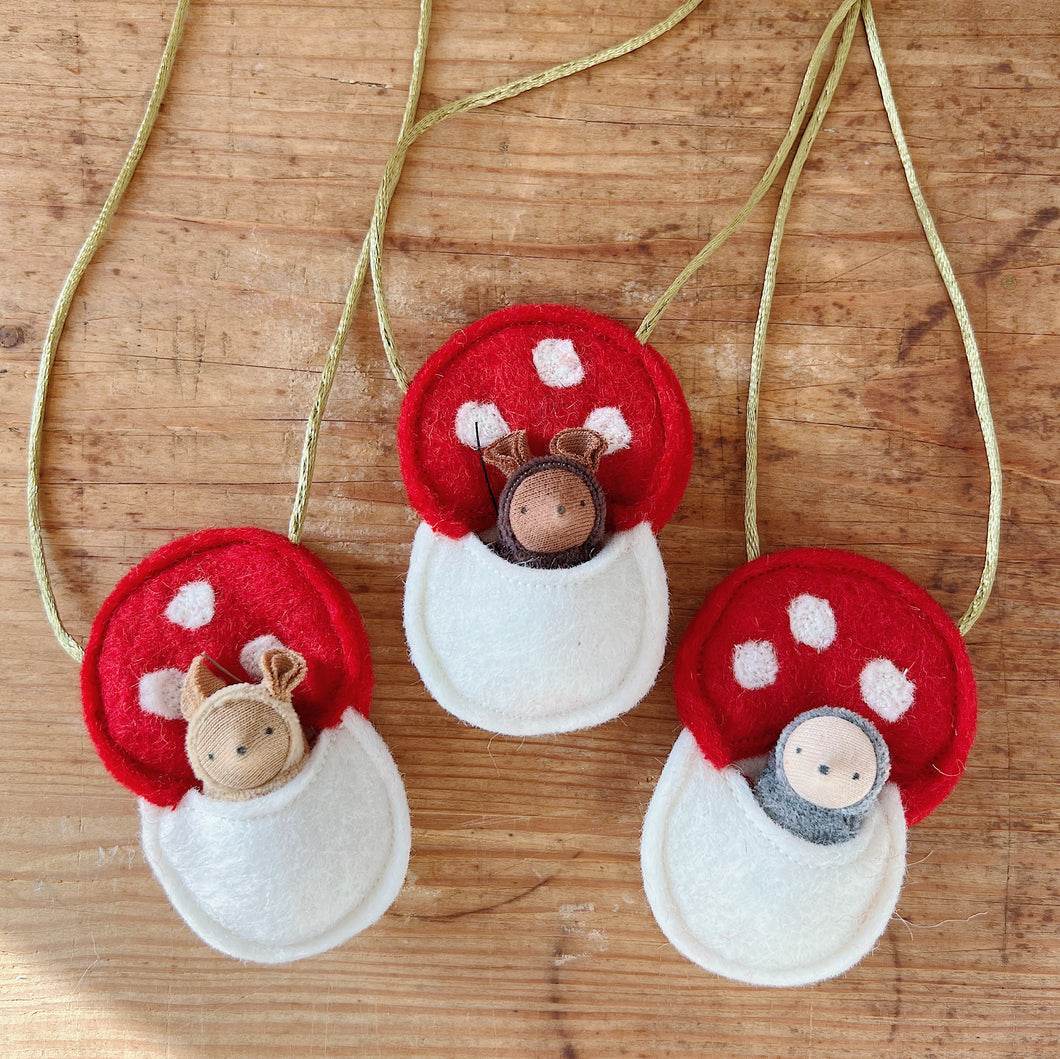 Mushroom Necklaces with Critters
