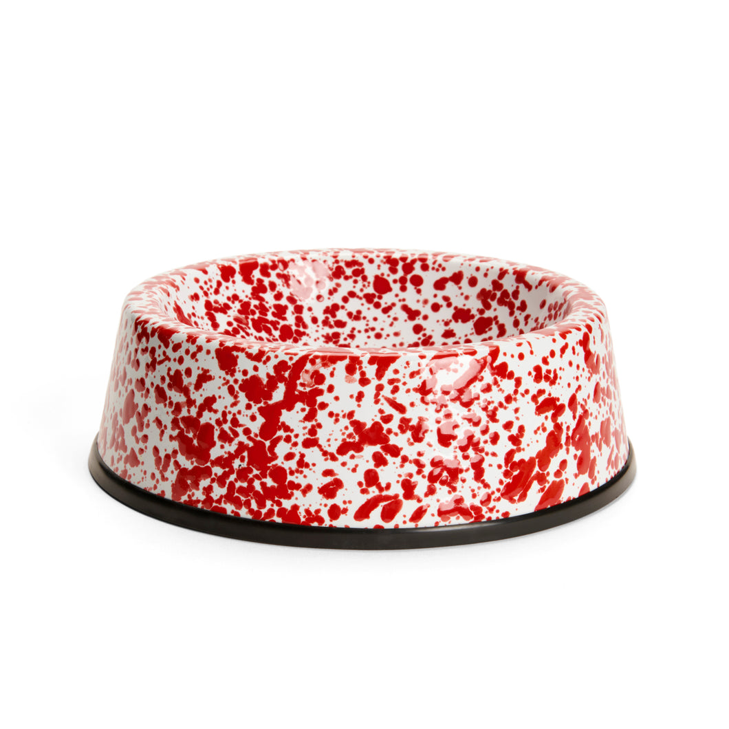 Enamelware | Large Pet Bowl in Red Splatter