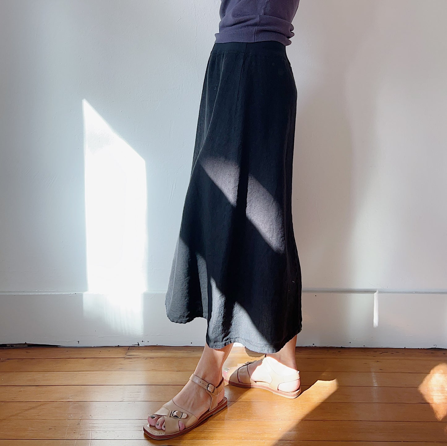 A-Line Linen Skirt in Black