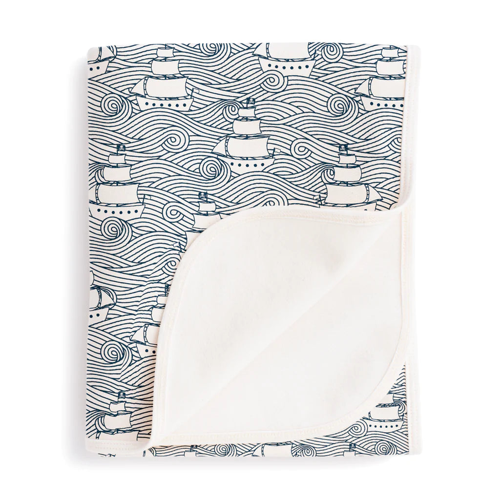 Winter Water Factory | French Terry Blanket in Navy High Seas Print