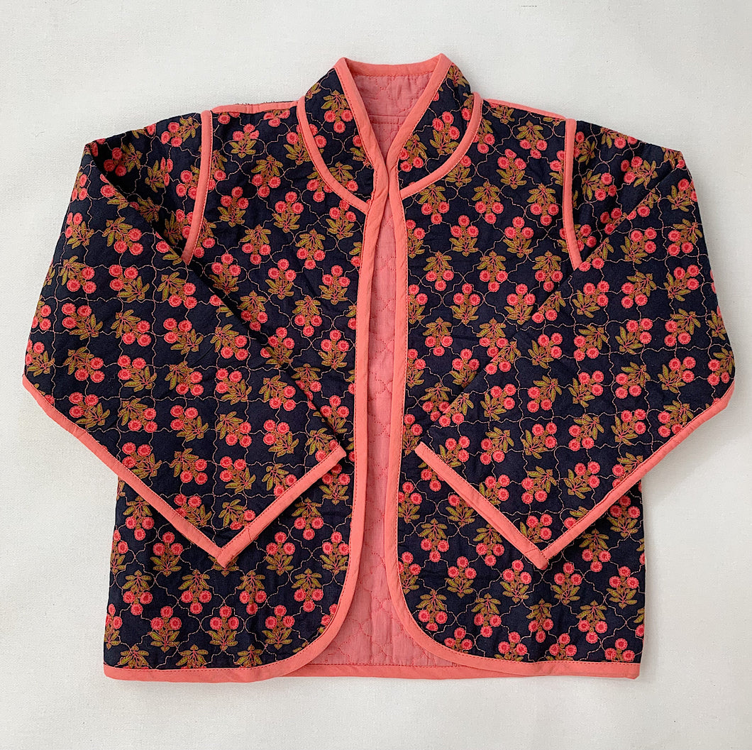 Quilted Cotton Jacket in Pink Floral