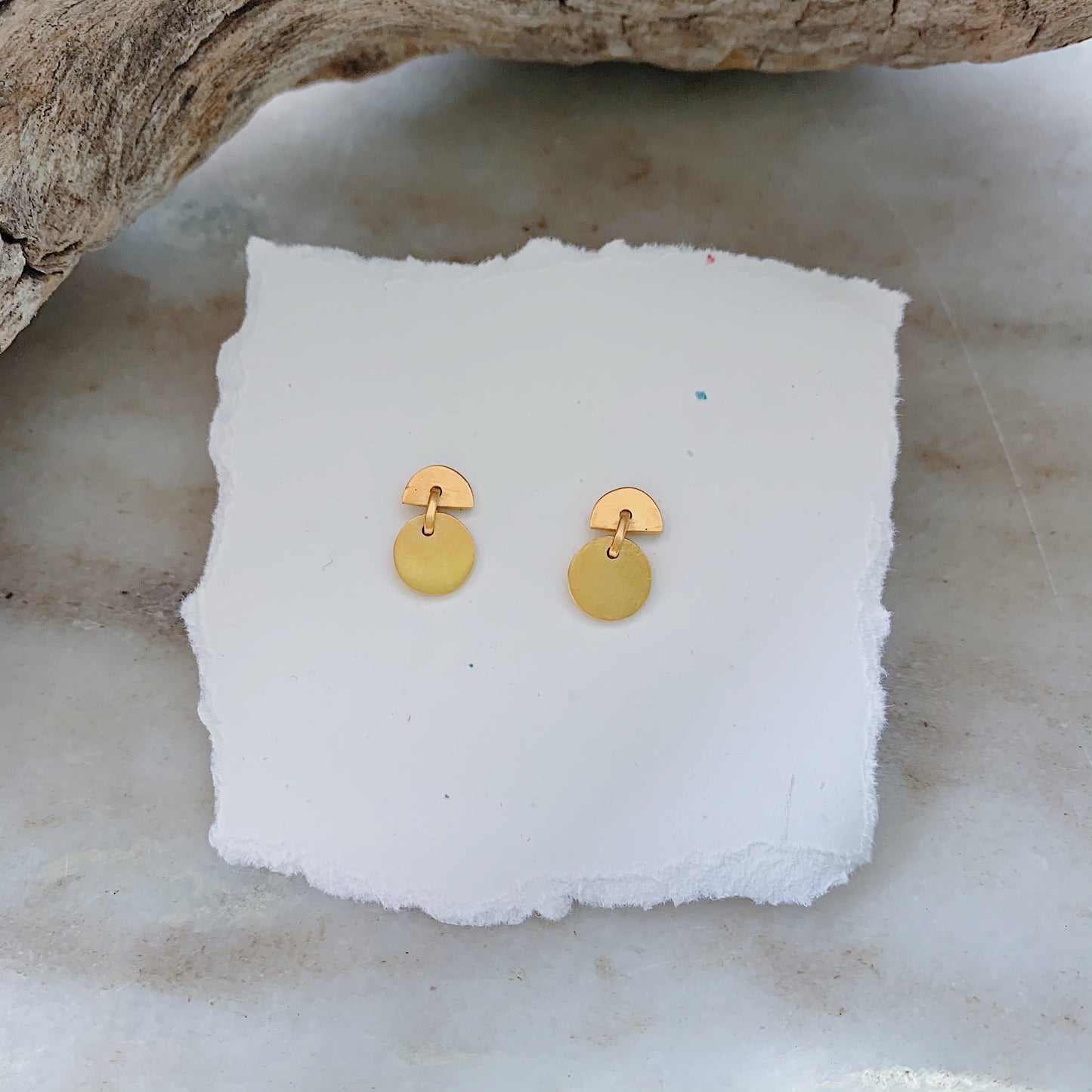 Tiny Half Moon Studs in Gold