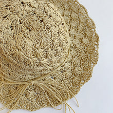 Load image into Gallery viewer, loose weave hat laydown detail shot front view on white background
