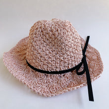 Load image into Gallery viewer, girls paper braid hat pink laydown on white background

