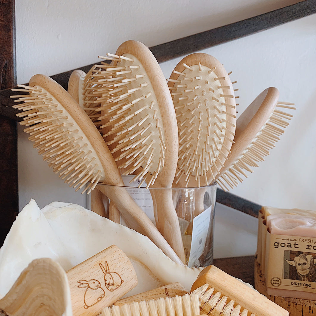 Hair Brush with Wooden Pins