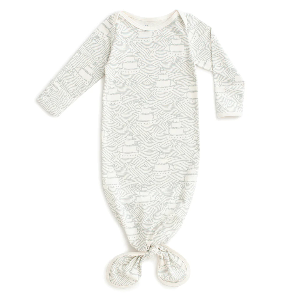 Winter Water Factory | Knotted Baby Gown in High Seas Pale Blue