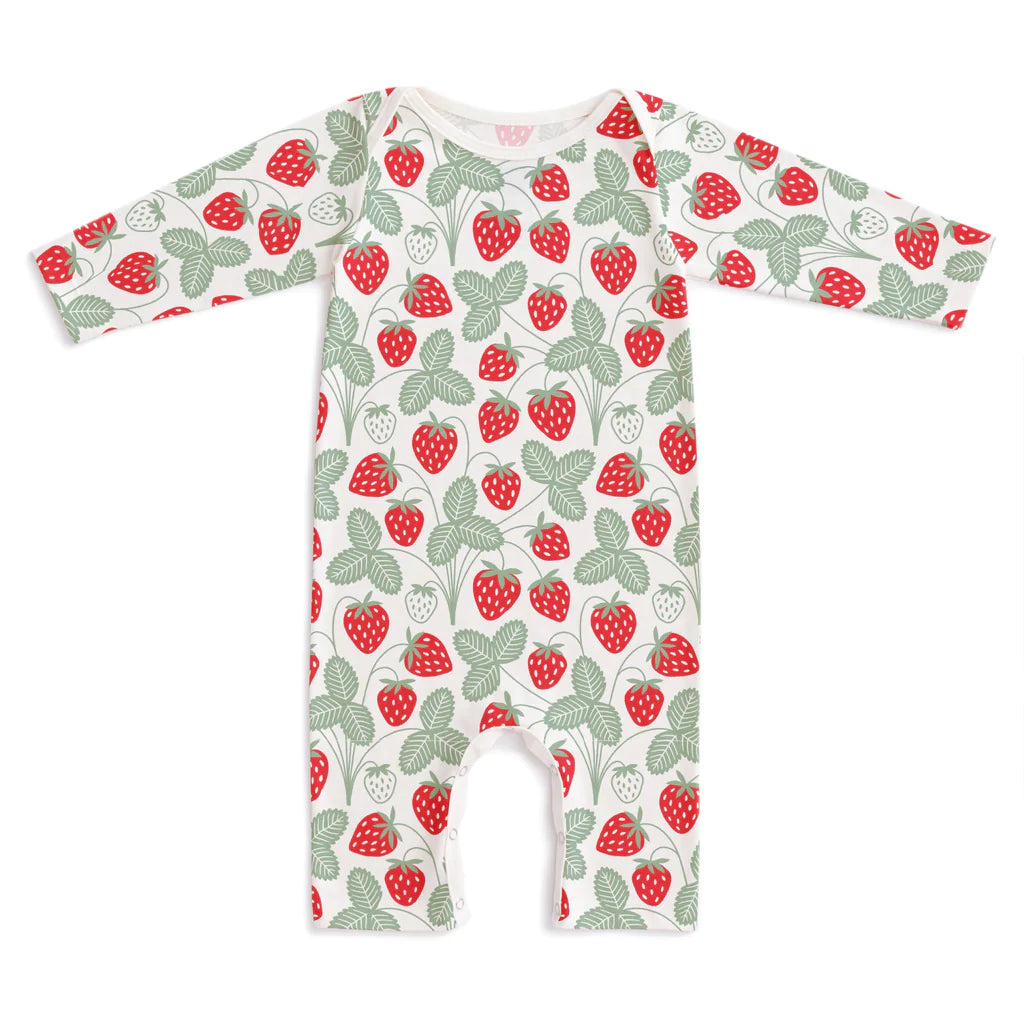 Winter Water Factory | Long Sleeve Romper in Strawberries Print
