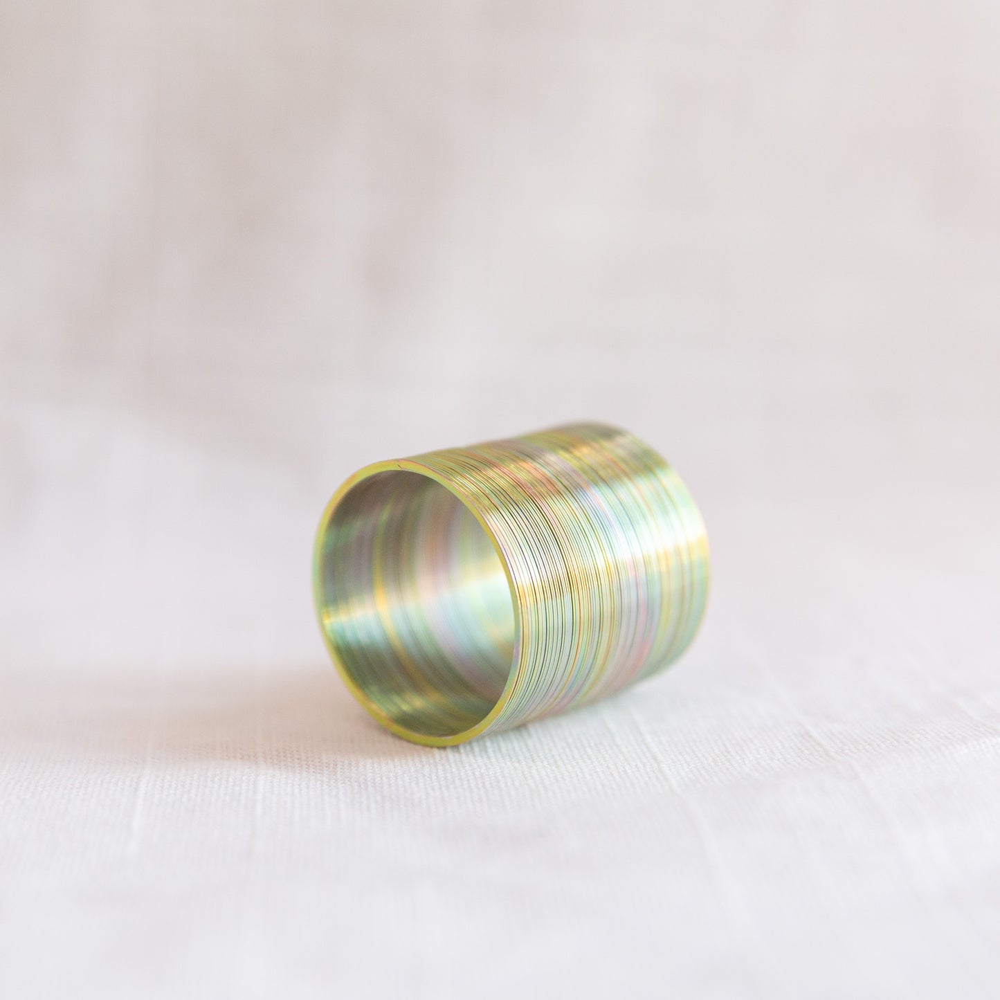 diagonal view of mini slinky toy