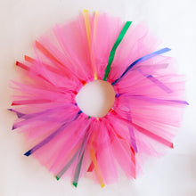 Load image into Gallery viewer, overhead view of fuchsia ribbon tutu

