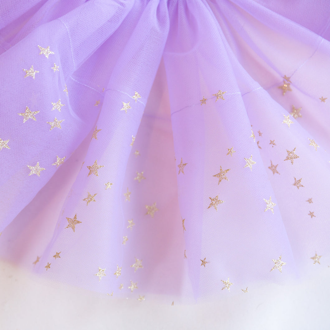 overhead view of violet star tutu