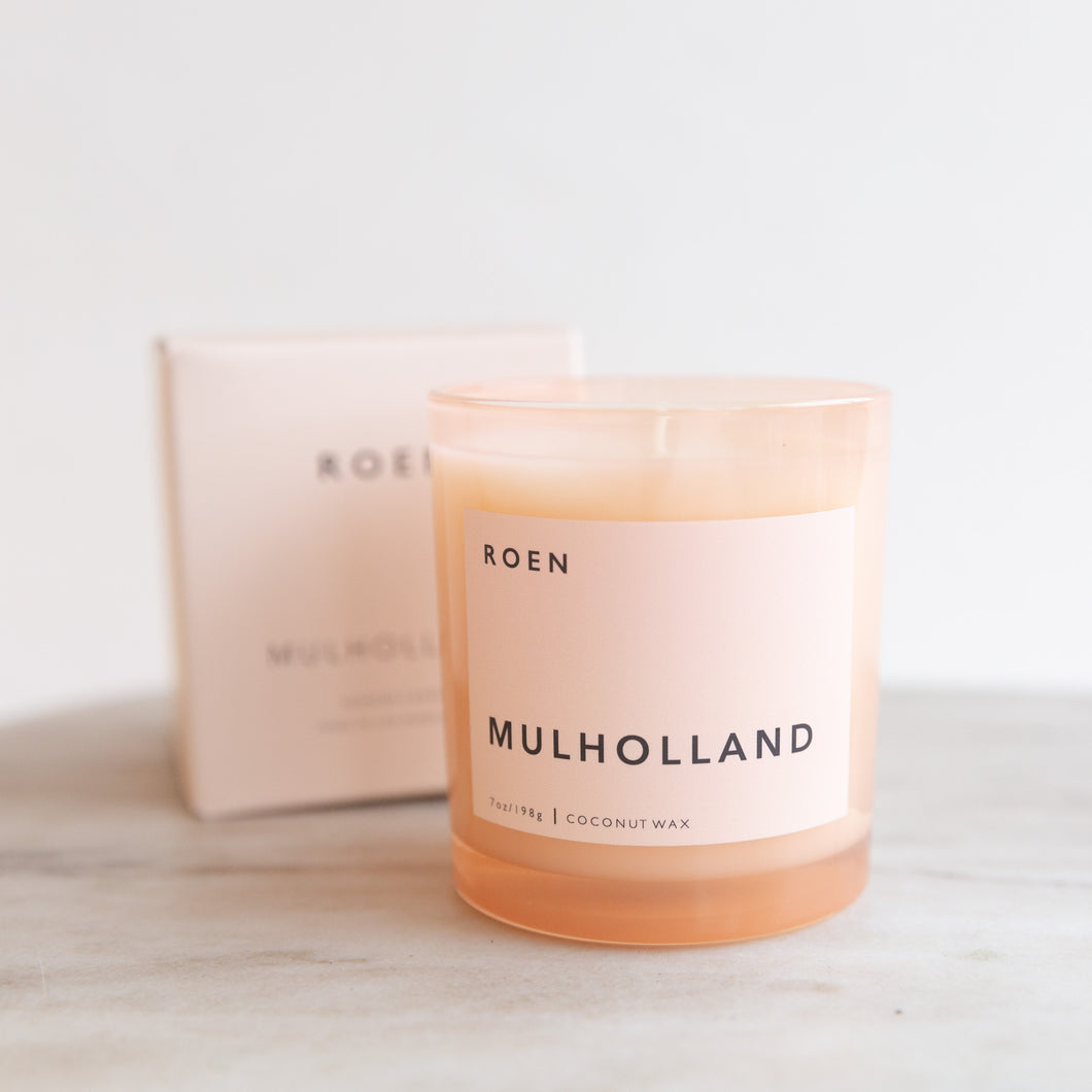 front view of mulholland candle