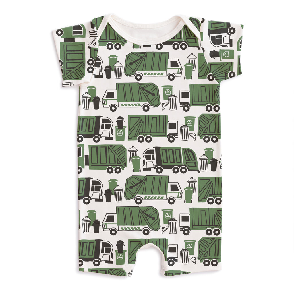 Winter Water Factory | Summer Romper in Garbage & Recycling Green