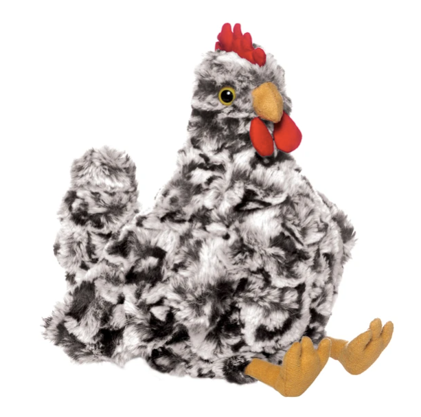 manhattan toy henley chicken sitting with white background slightly skewed