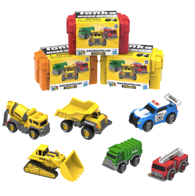 tonka truck micro metals photo of all styles and boxes laid out on white background