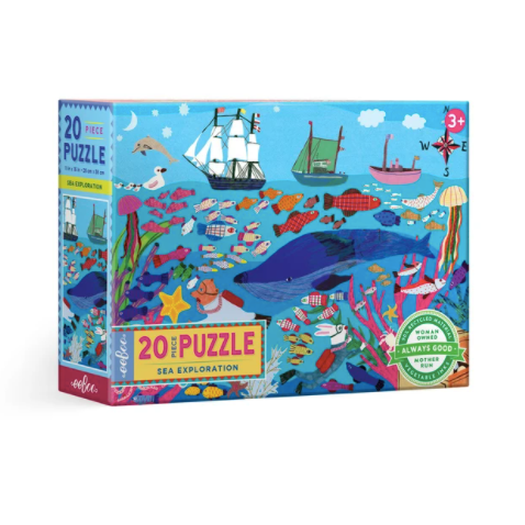 eeboo 20 puzzle sea exploration front view cover in packaging on white background