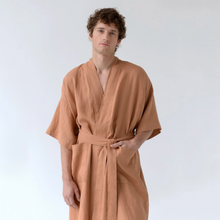 Load image into Gallery viewer, Linen Tales | Unisex Summer Bathrobe in Butterum
