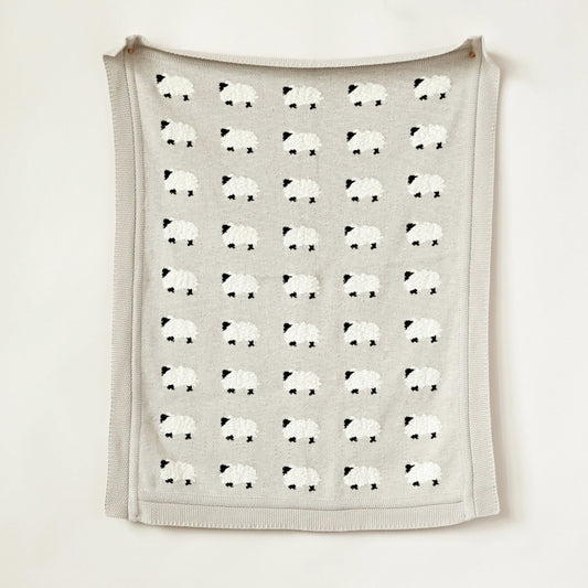Grey Sheep Knit Baby Blanket