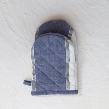 Load image into Gallery viewer, Blue &amp; White Striped Oven Mitt
