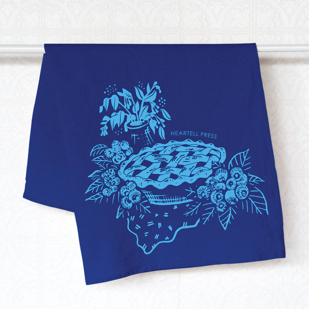Screen Printed Blueberries Generous Kitchen Towel