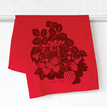 Load image into Gallery viewer, Screen Printed Red Strawberries Generous Kitchen Towel
