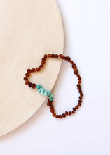 Load image into Gallery viewer, Raw Cognac Amber + Raw Amazonite Necklace
