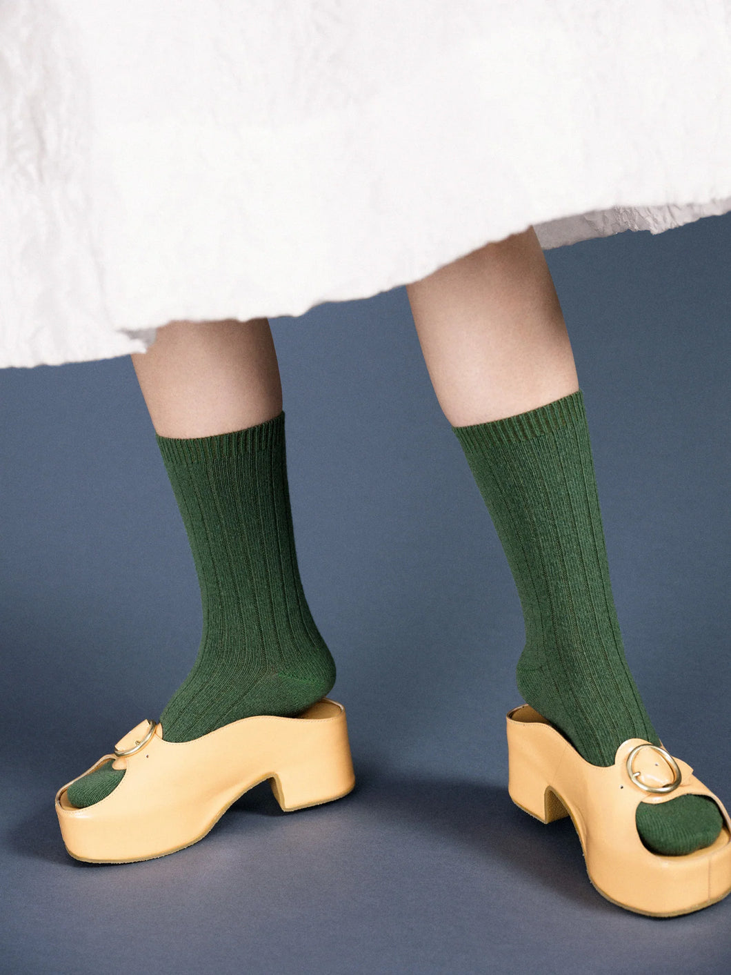 Hansel From Basel | Italia Cashmere Cozy Rib Crew in Pickle