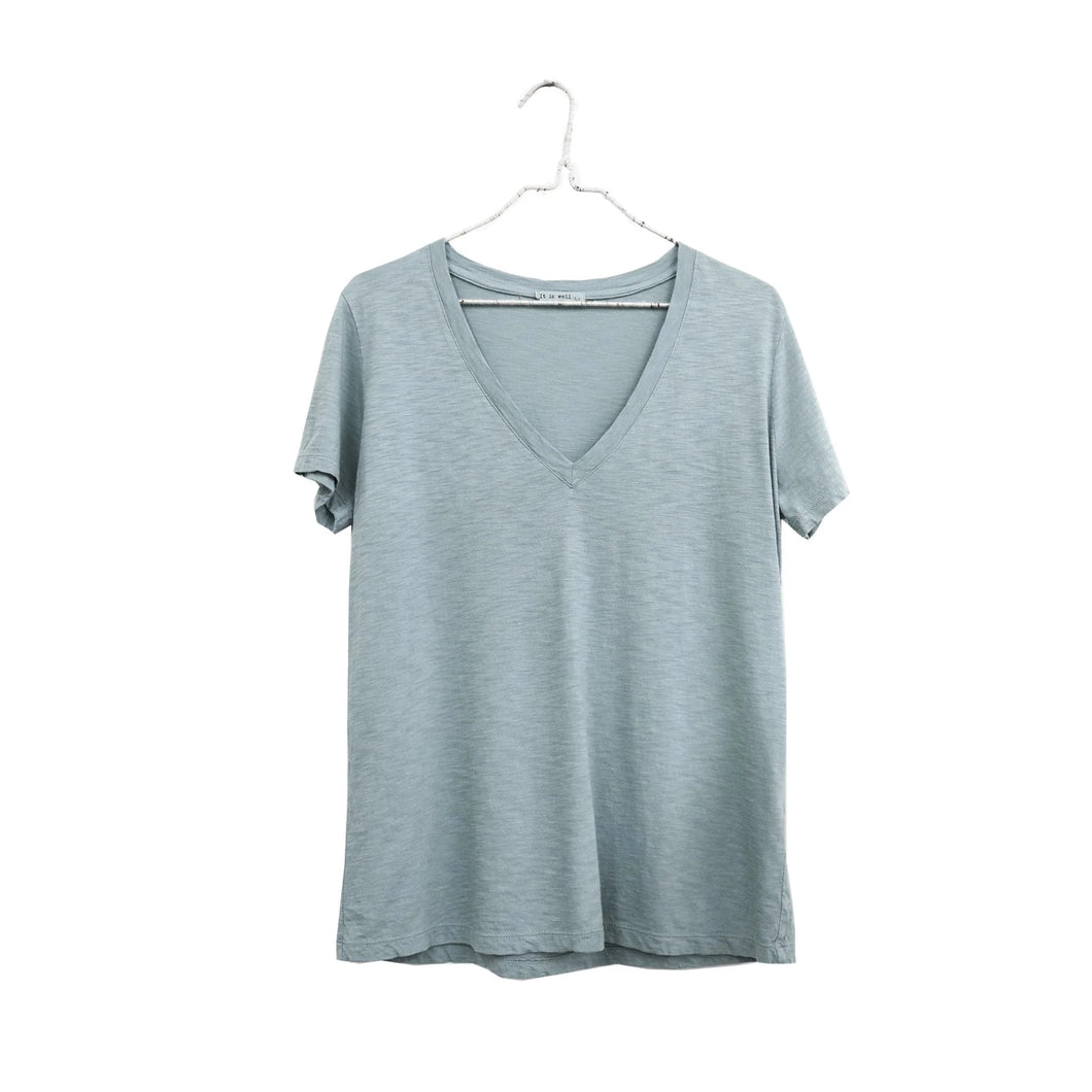 It Is Well | Everyday V-Neck Tee in Misty Sage