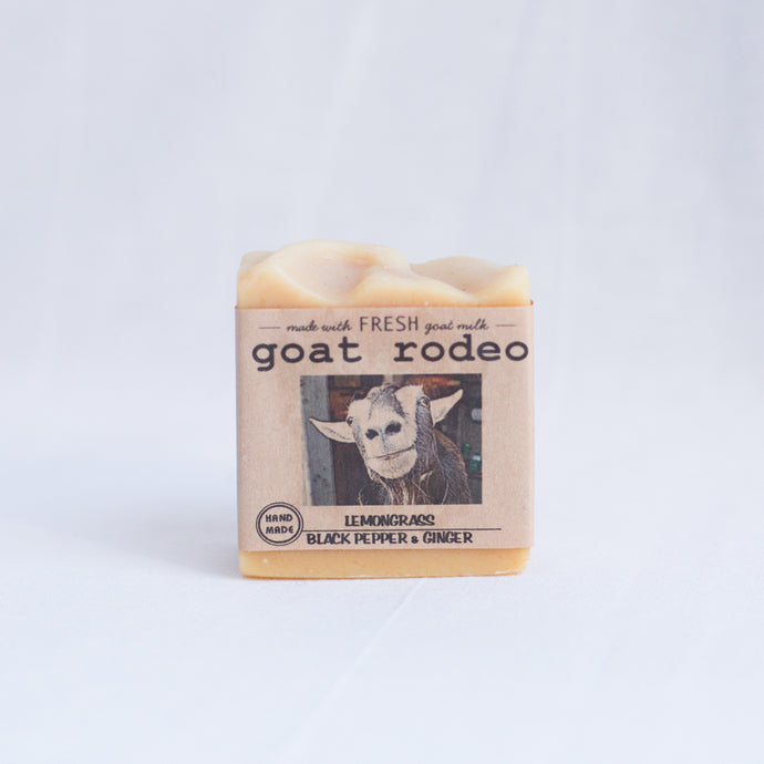 front view goat rodeo lemongrass soap from los angeles
