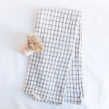 Load image into Gallery viewer, checkered cotton dishtowel with wooden scrub
