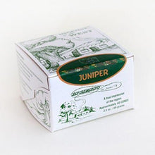 Load image into Gallery viewer, Front view of Incense of the west&#39;s juniper incense box that is white with great print throughout.

